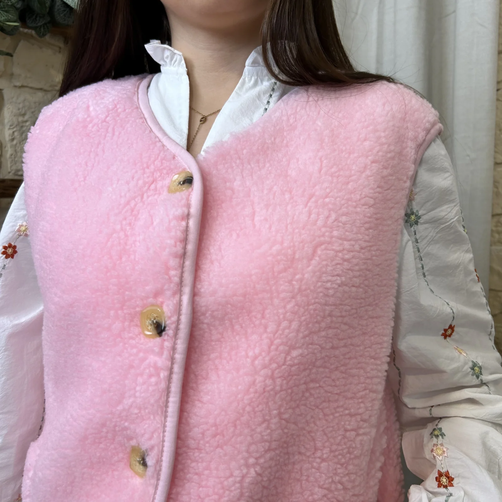 I672 - Gilet sans manches (TU) - rose-bonbon - taille-unique