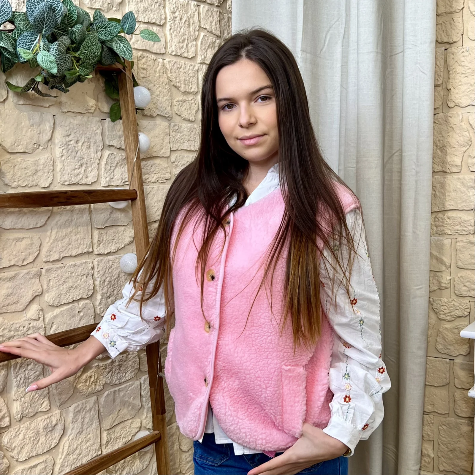 I672 - Gilet sans manches (TU) - rose-bonbon - taille-unique