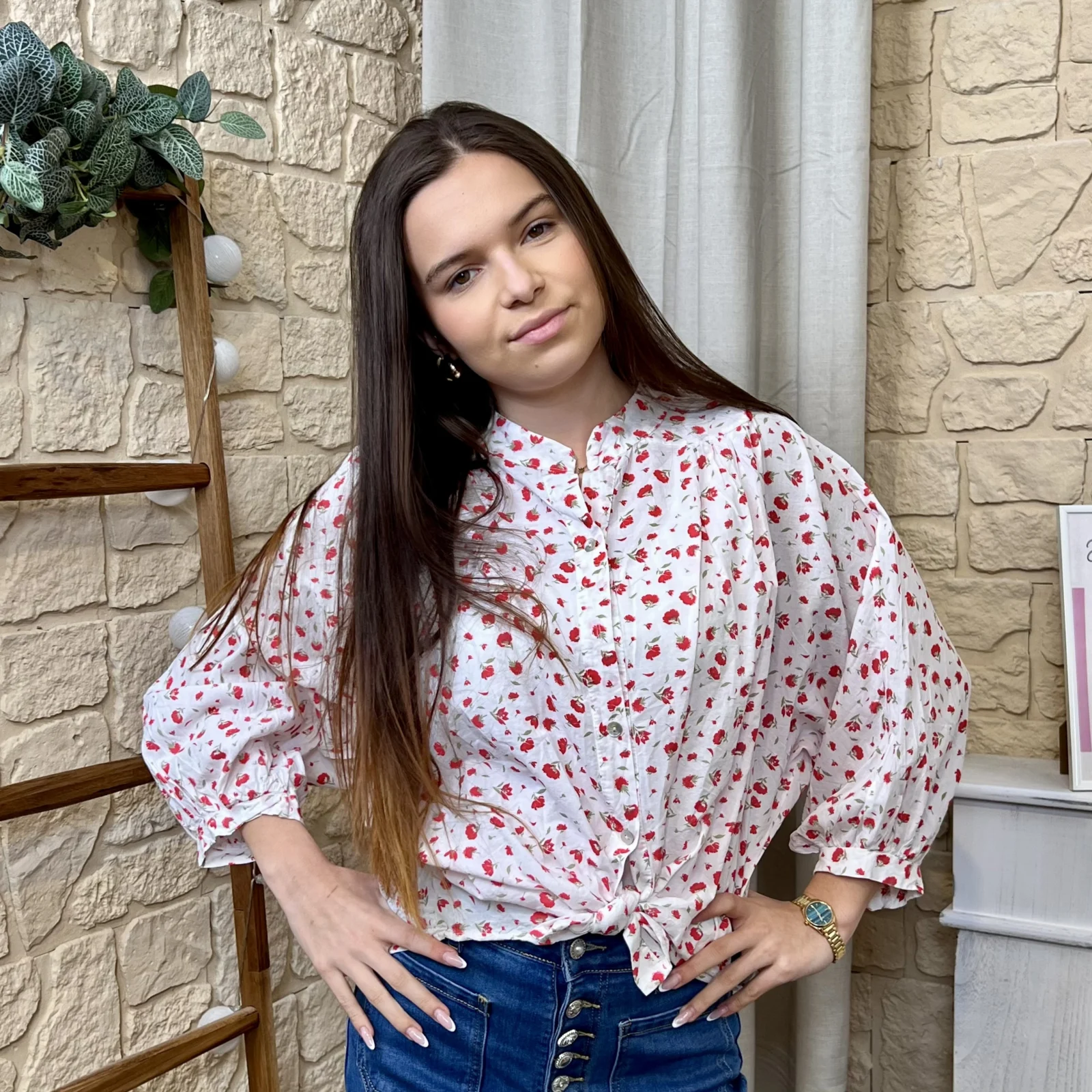 I671 - Chemise fleurie (TU) - blanc - taille-unique