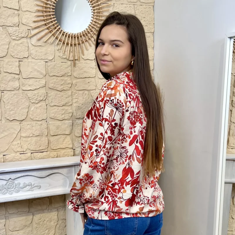 Blouse feuillage "By One" (T36-T38) - corail - 38