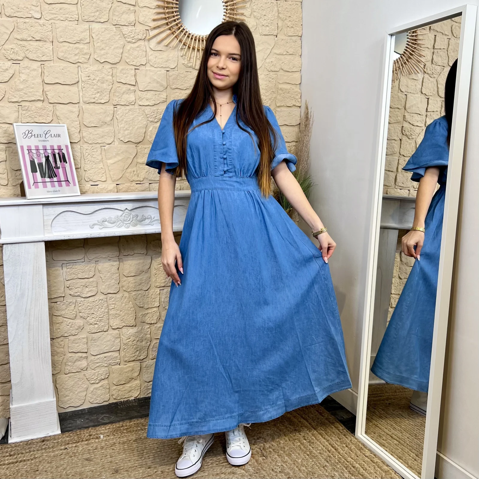 I654 - Robe longue denim (T36-T38) - denim - 38