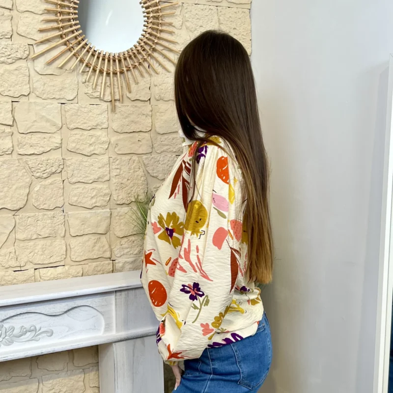 I647 - Chemise à fleurs (T36-T40) - beige-rose - 40