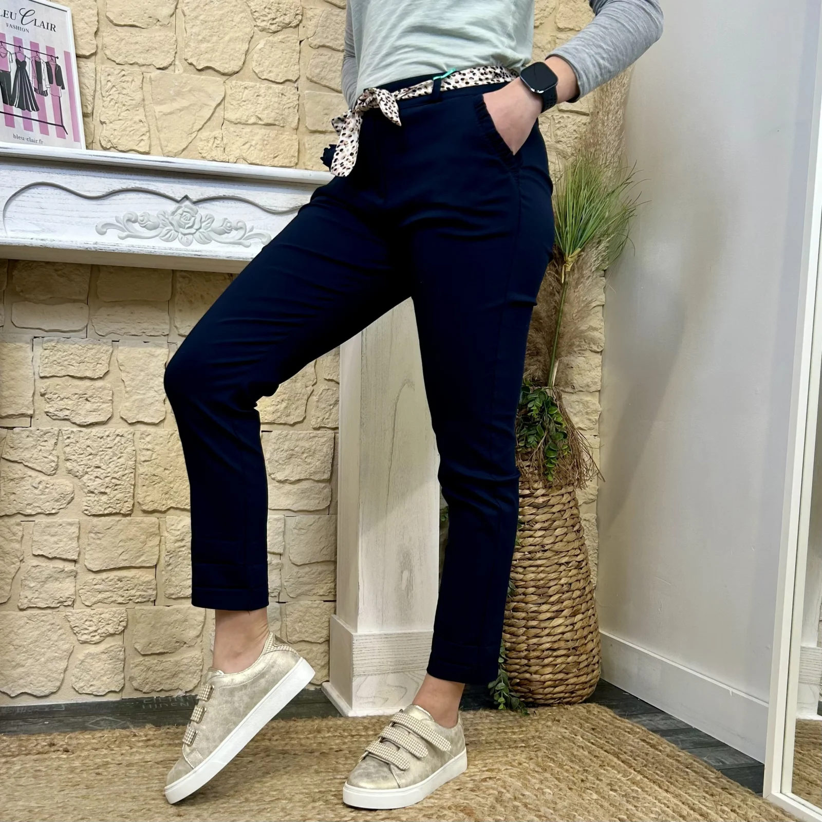 L715 - Pantalon chino (T36-T44) - marine - 44