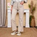 Jean Wide Leg femme 5 boutons VOGGO T36-T44 - beige - 44