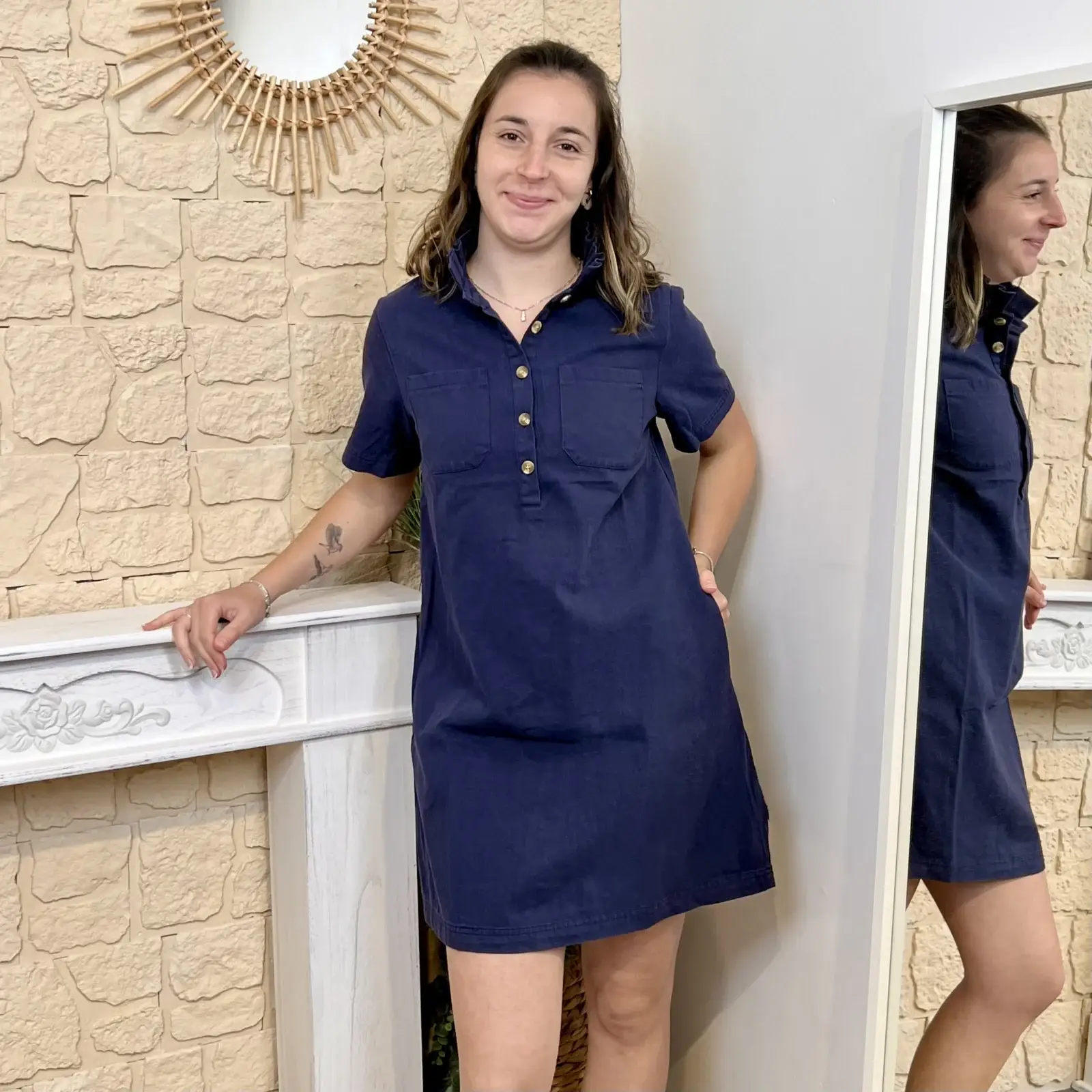 I622 - Robe droite (T36-T38) - marine - 38