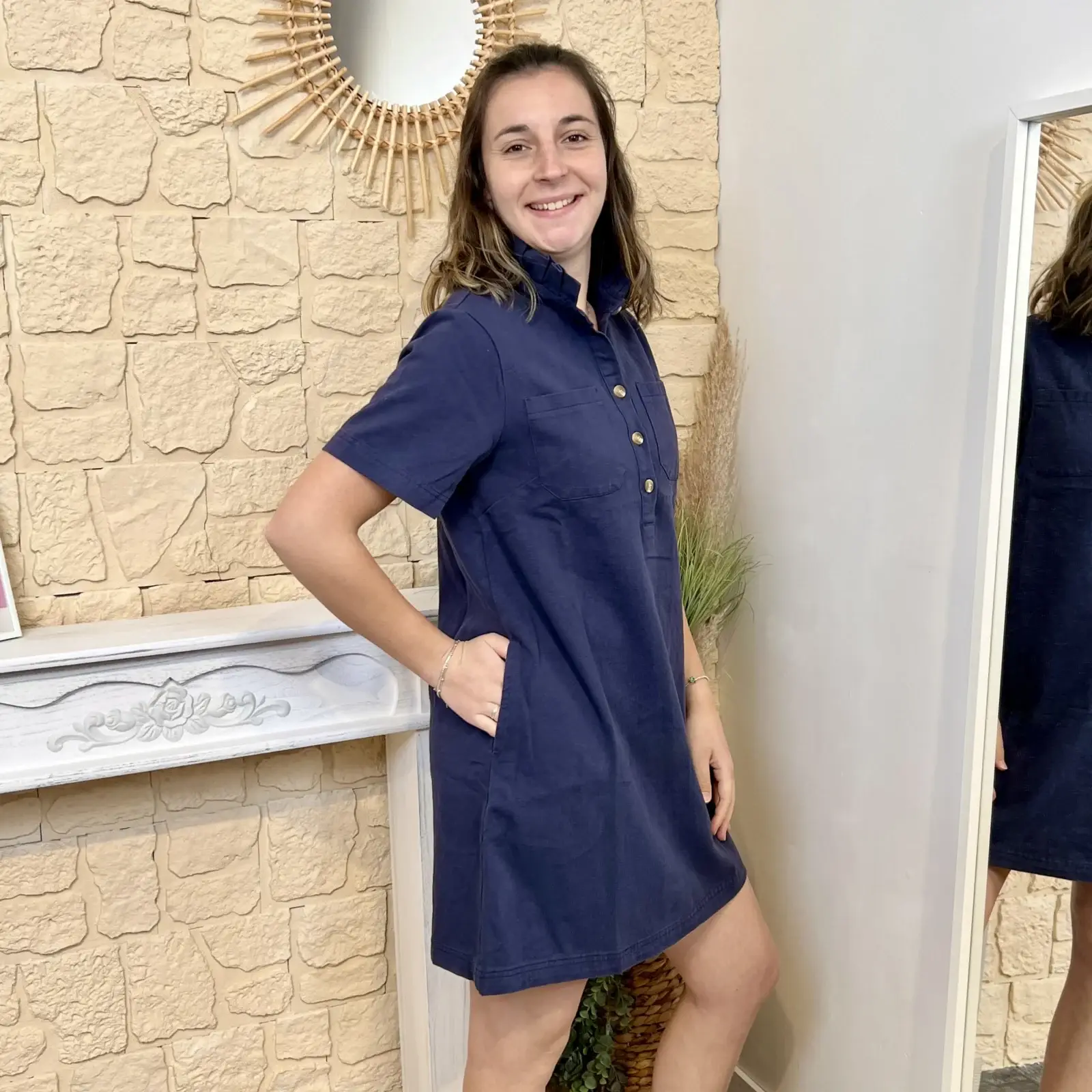 I622 - Robe droite (T36-T38) - marine - 38