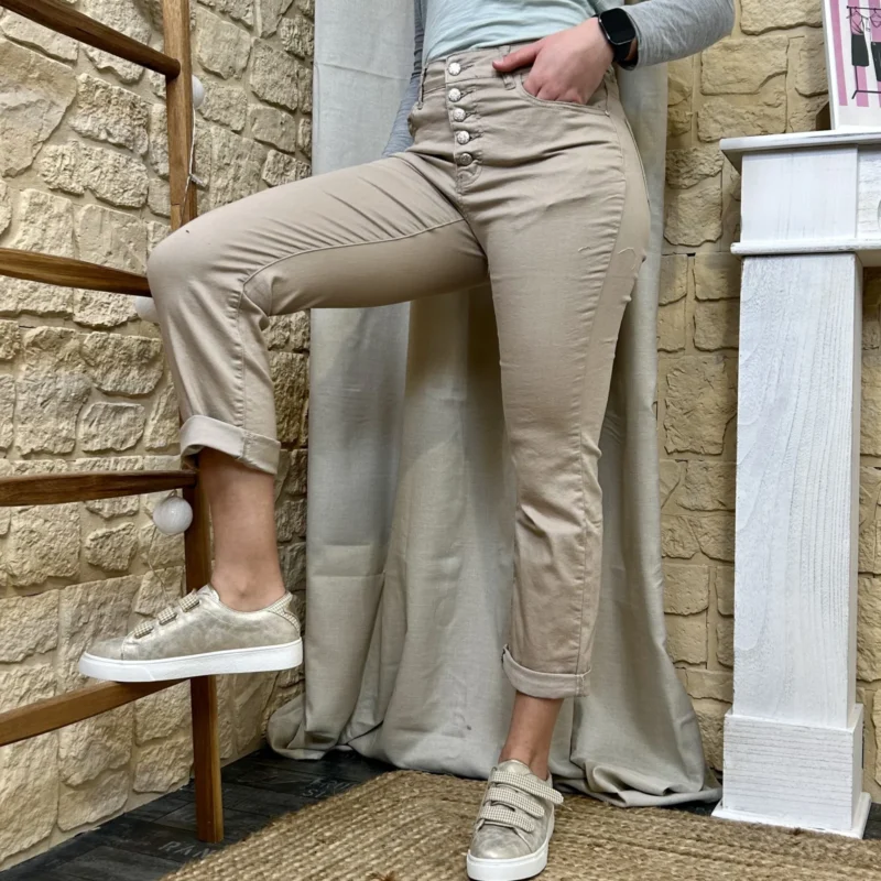 Jean droit 7/8ème (T36-T44) - beige - 44