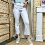Jean droit 7/8ème femme 5 boutons VOGGO T36-T44 - blanc - 44