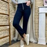 Jean droit 7/8ème femme 5 boutons VOGGO T36-T44 - marine - 44