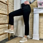 Jean droit 7/8ème femme 5 boutons VOGGO T36-T44 - noir - 44