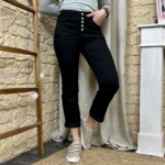 Jean droit 7/8ème femme 5 boutons VOGGO T36-T44 - noir - 44