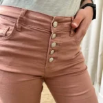 Jean droit 7/8ème femme 5 boutons VOGGO T36-T44 - rose-pale - 44
