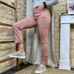 Jean droit 7/8ème femme 5 boutons VOGGO T36-T44 - rose-pale - 44
