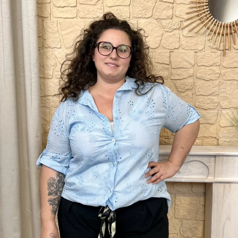 Chemise coton brodée (GT) - bleu-ciel - taille-unique-grande-taille