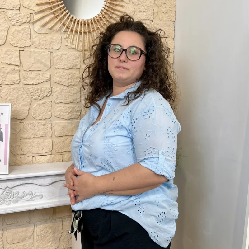 Chemise coton brodée (GT) - bleu-ciel - taille-unique-grande-taille