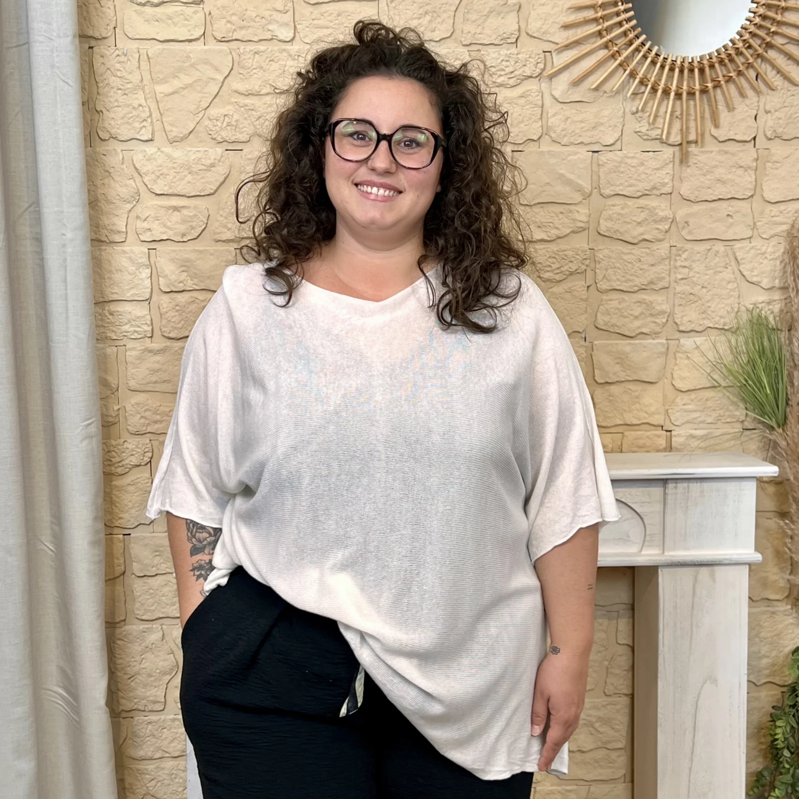 Pull uni (GT) - blanc - taille-unique-grande-taille