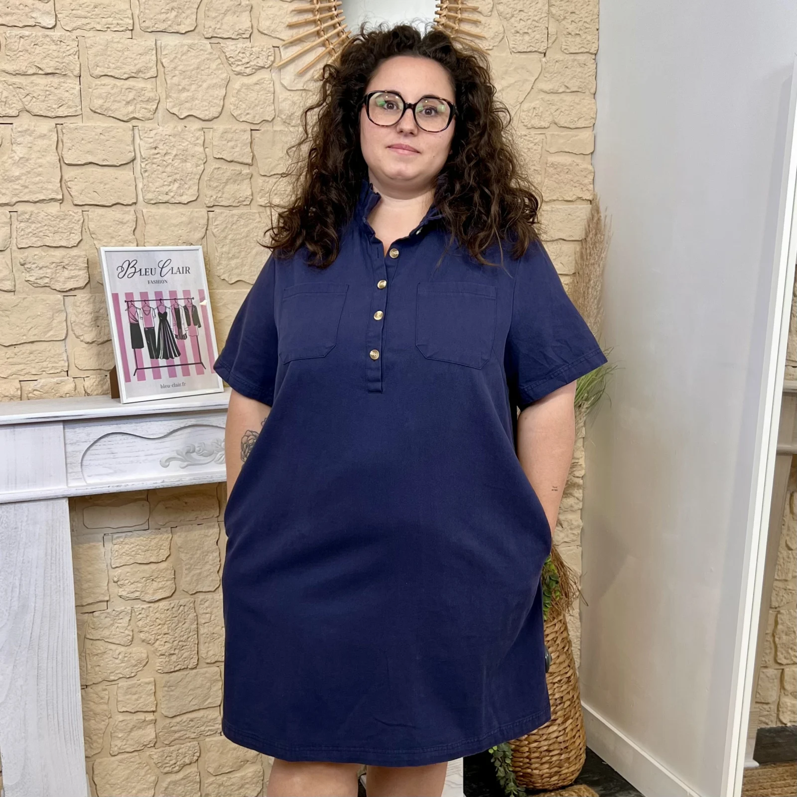 J667 - Robe en toile (T40-T48) - marine - 48