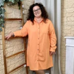 Robe boutonnée en coton Maëlle (T40-T48) - orange - 48