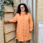 Robe boutonnée en coton Maëlle (T40-T48) - orange - 48