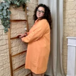 Robe boutonnée en coton Maëlle (T40-T48) - orange - 48