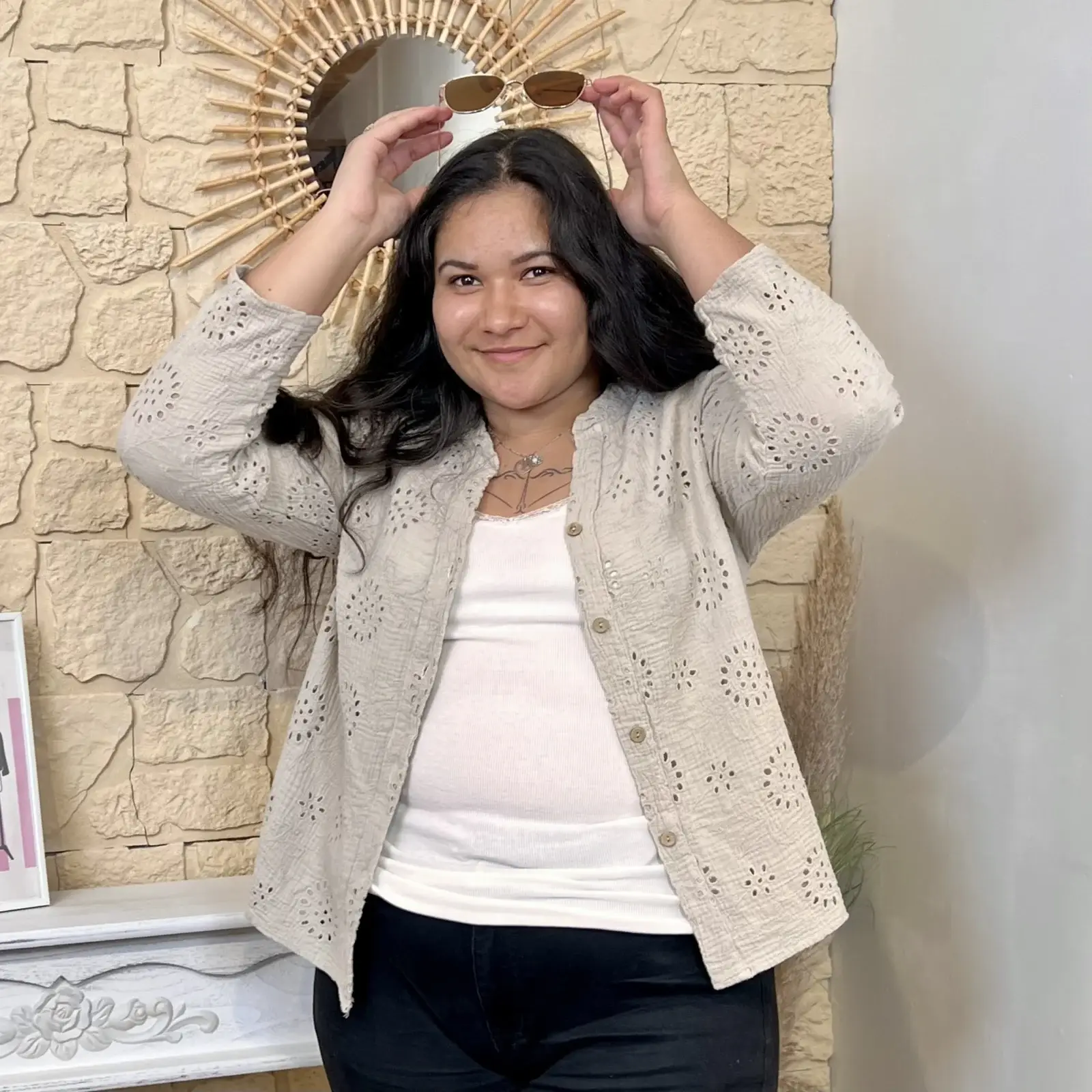 I650 - Chemise ajourée (TU) - beige - taille-unique