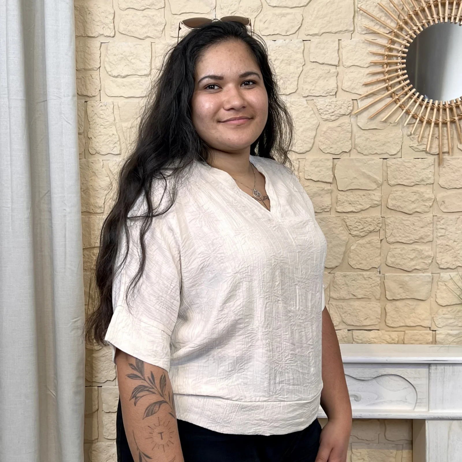 I628 - Blouse soleils (TU) - beige - taille-unique