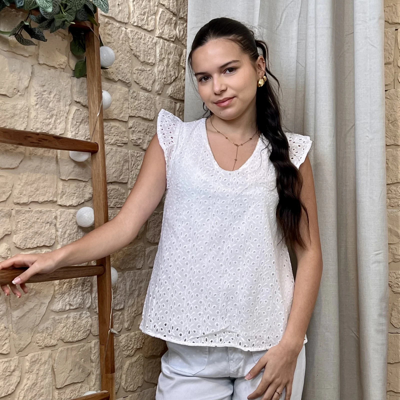 I603 - Débardeur Brodée - blanc - 38