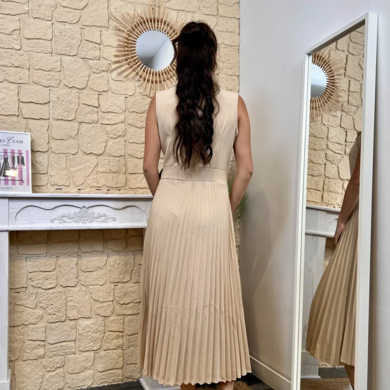 Robe habillée plissée Jolifly - beige - 44