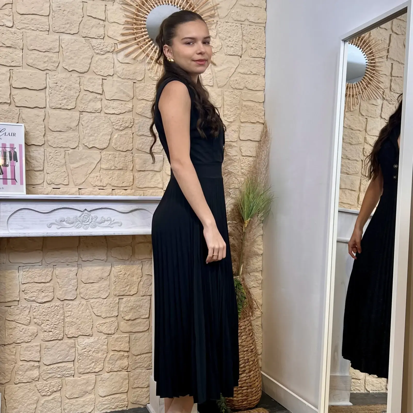 I607 - Robe plissée (T36-T42) - noir - 44