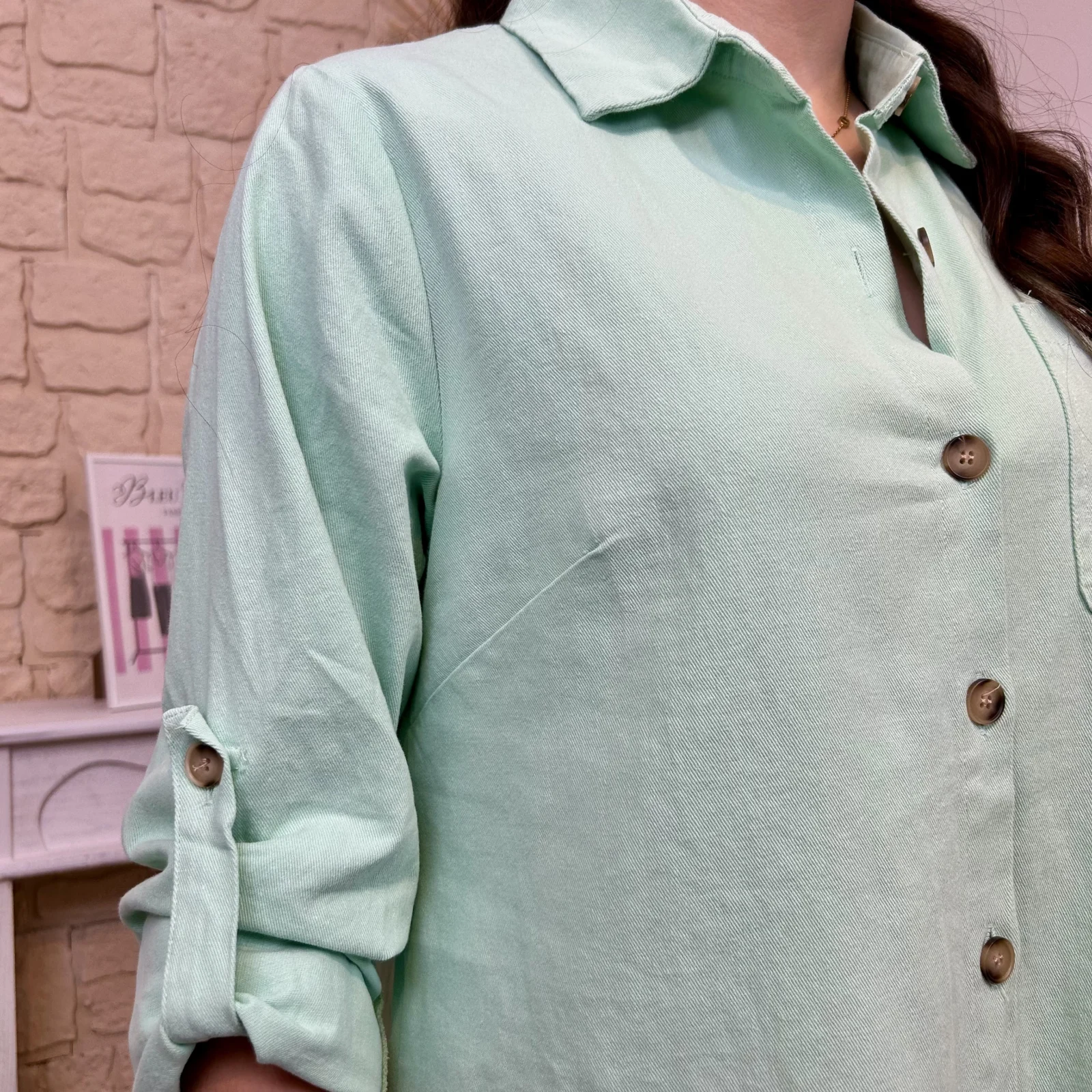 Robe chemise droite Maëlle (T36-T38) - vert-deau - 38