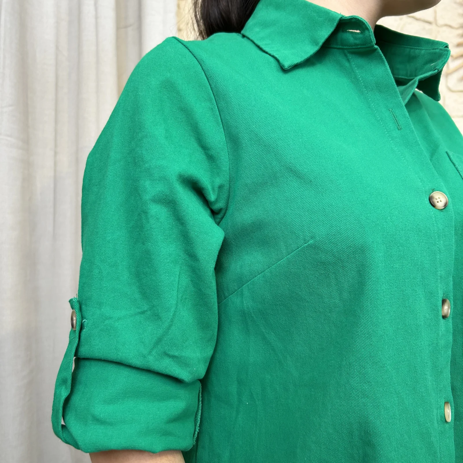 Robe chemise droite Maëlle (T36-T38) - vert-bresil - 38