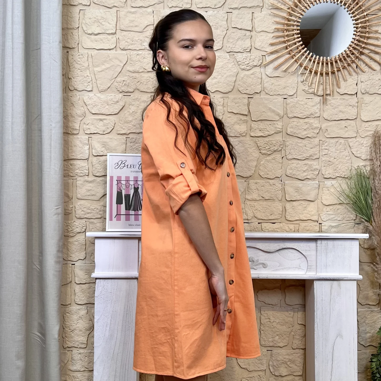 Robe chemise droite Maëlle (T36-T38) - orange - 38