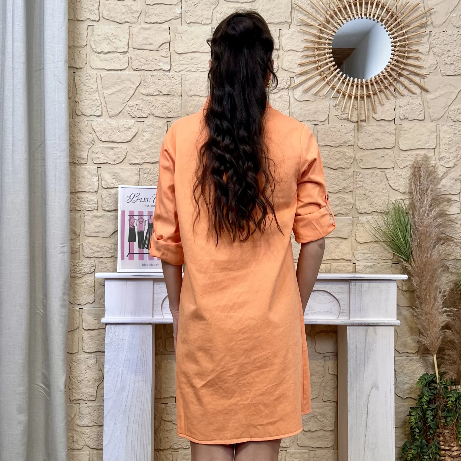 Robe chemise droite Maëlle (T36-T38) - orange - 38