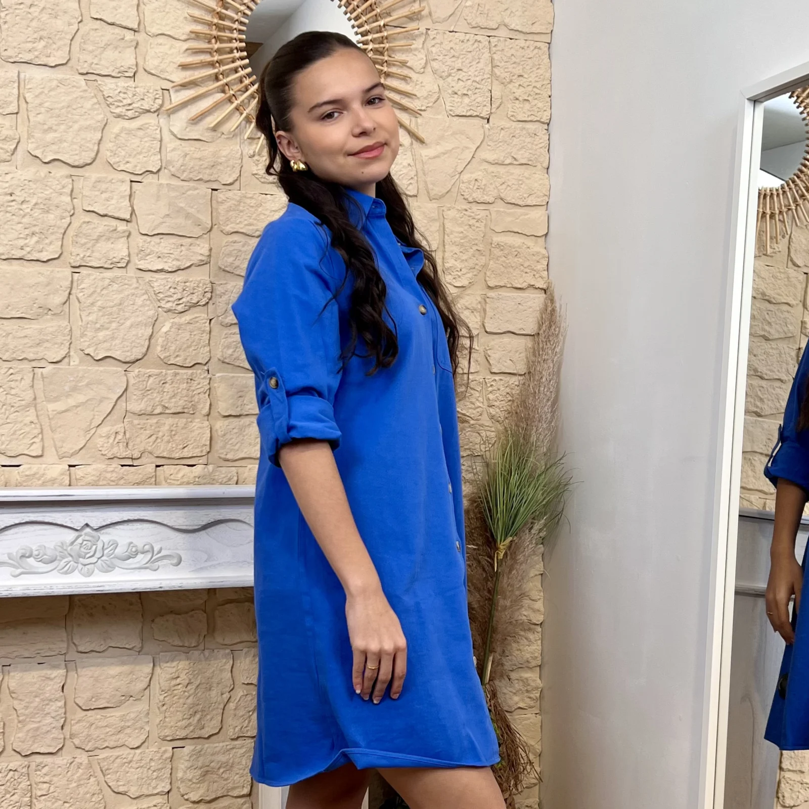 Robe chemise droite Maëlle (T36-T38) - bleu-royal - 38