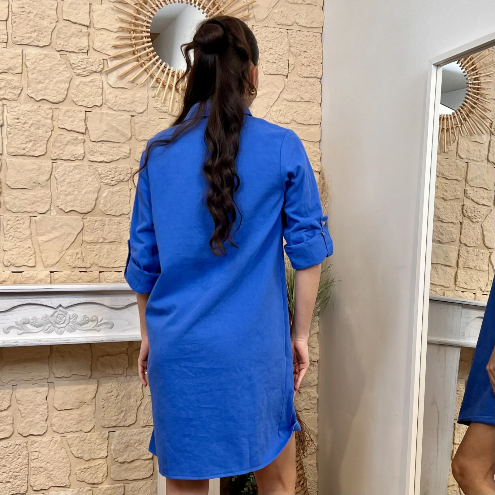Robe chemise droite Maëlle (T36-T38) - bleu-royal - 38