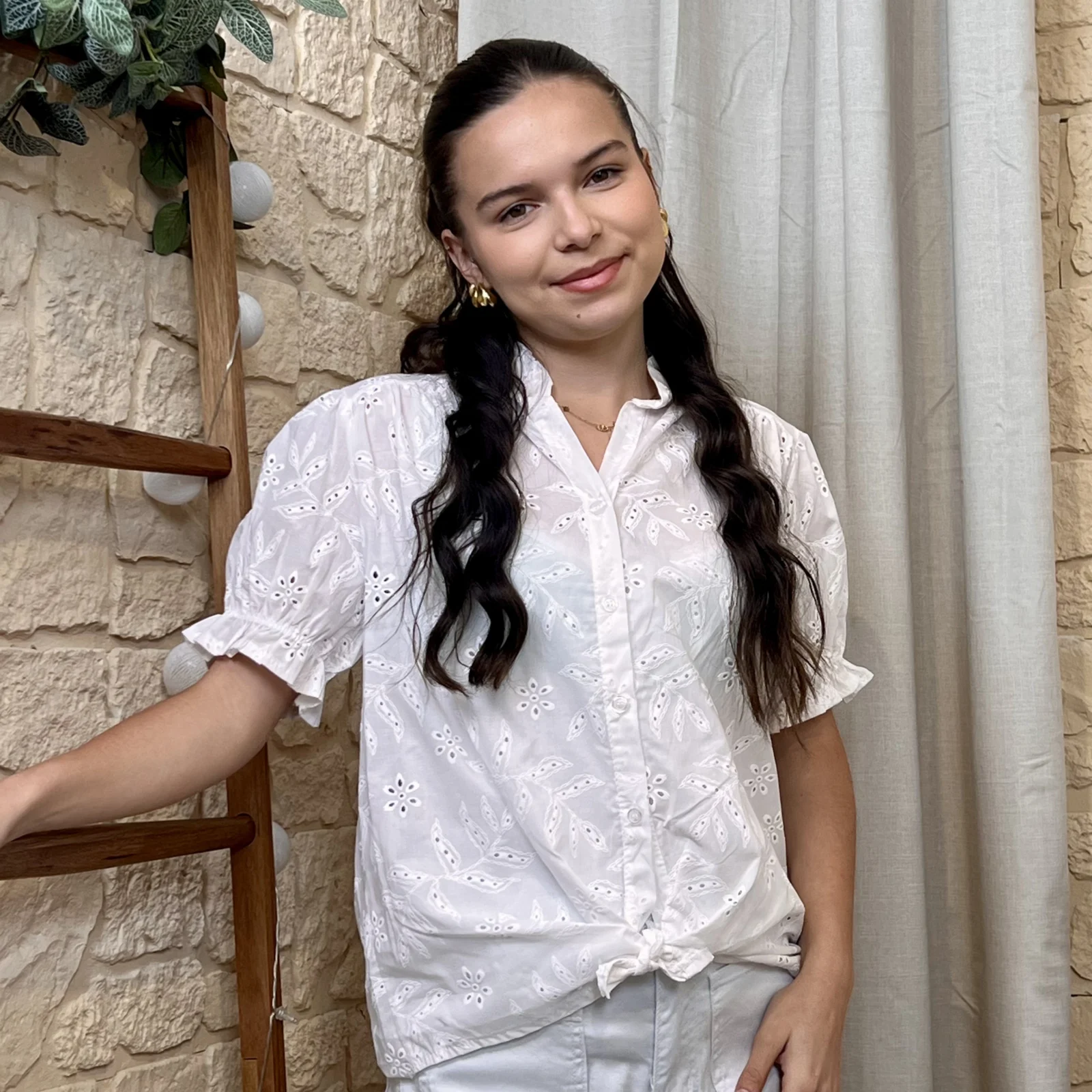 I581 - Chemisier élégant (TU) - blanc - taille-unique