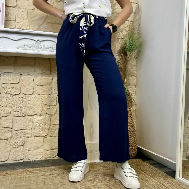 I598 - Pantalon Fluide (T36-T38) - marine - 38