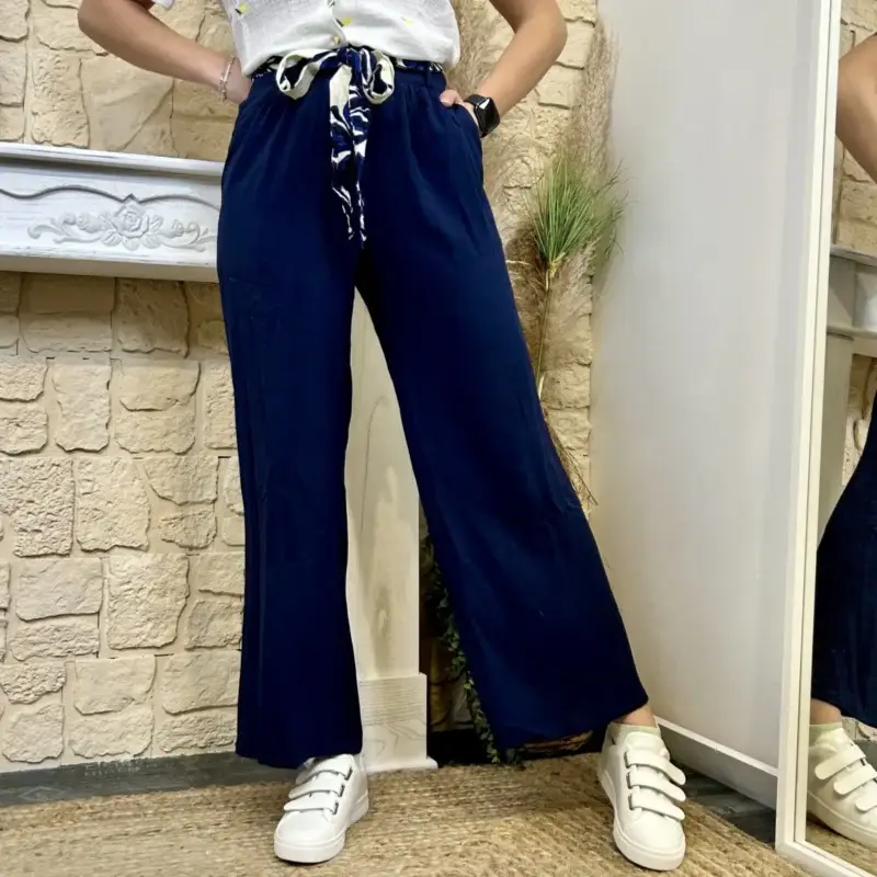 I598 - Pantalon Fluide (T36-T38) - marine - 38