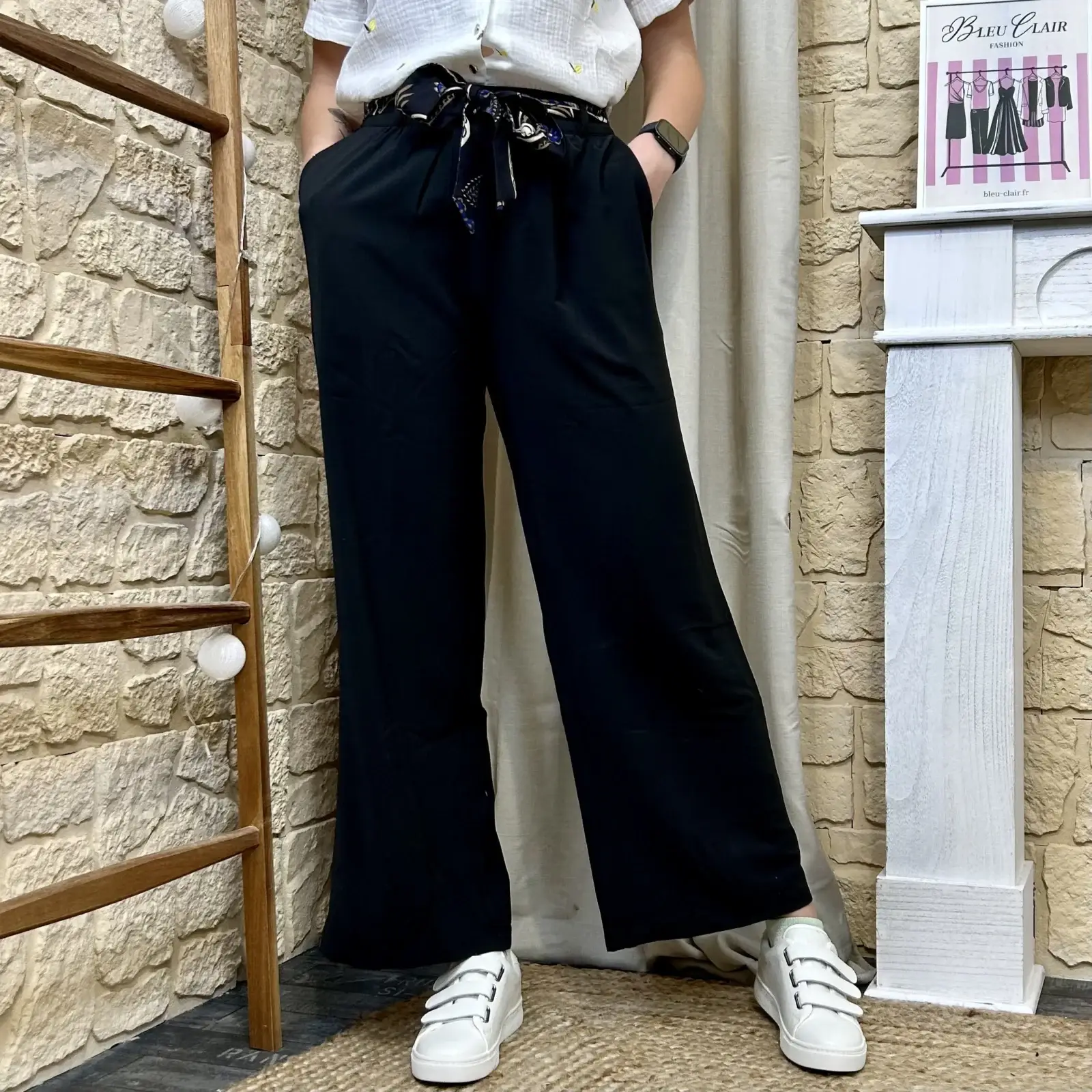 I600 - Pantalon fluide (T36-T38) - noir - 38