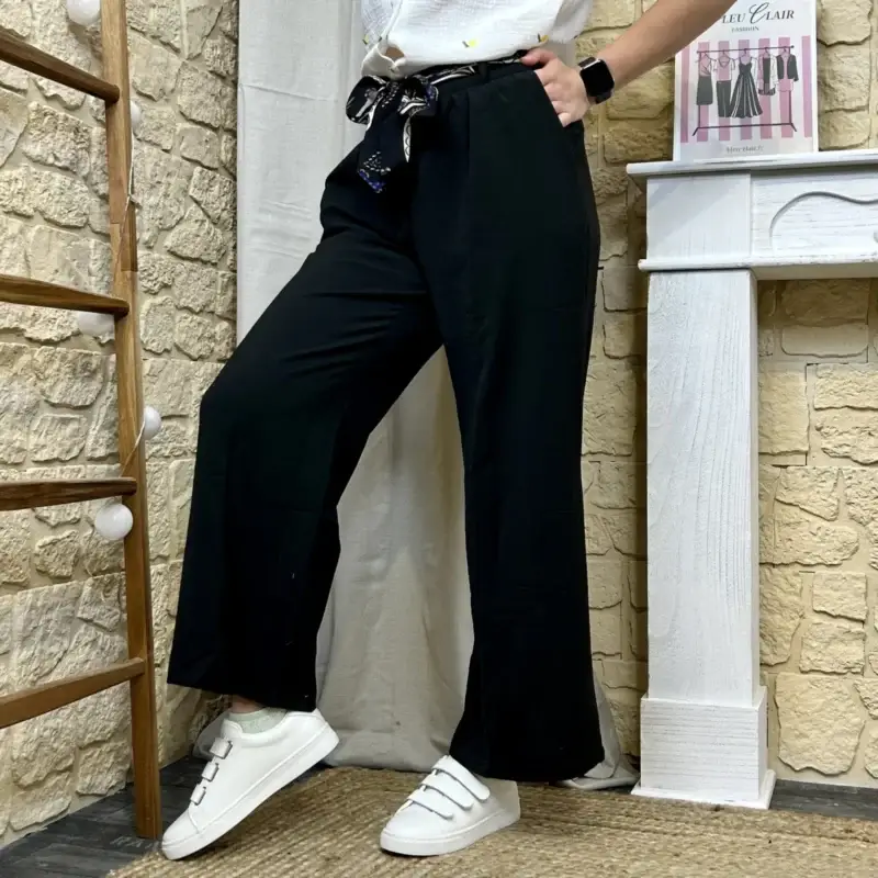 I600 - Pantalon fluide (T36-T38) - noir - 38
