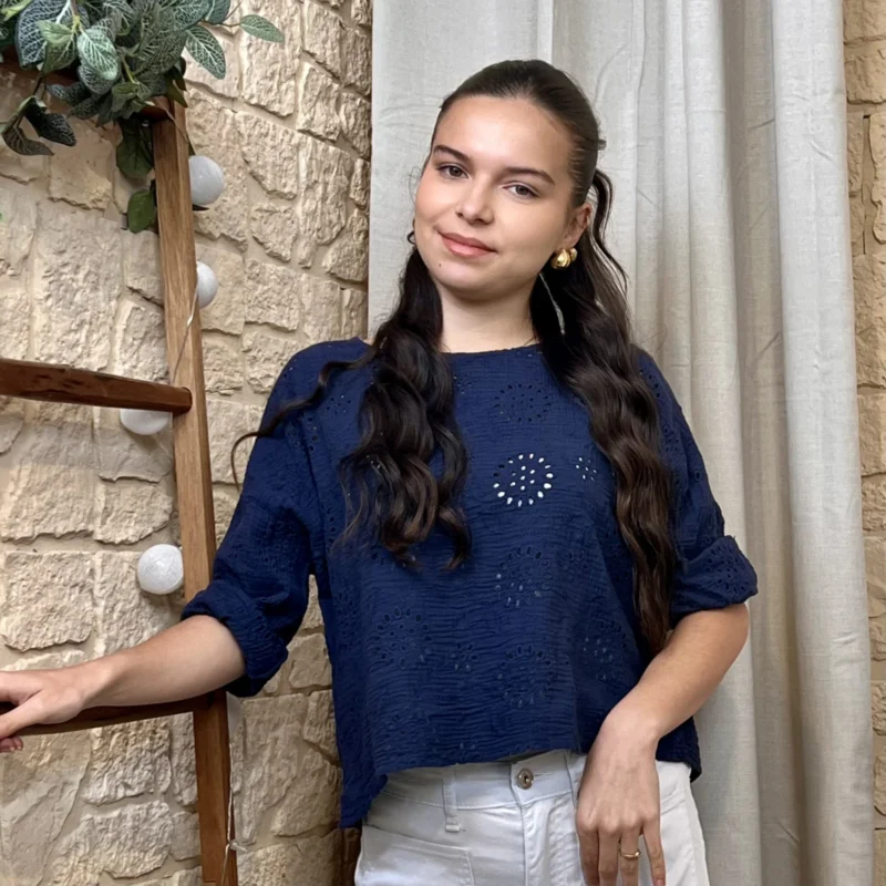 Blouse dos boutonné (taille unique) - marine - taille-unique