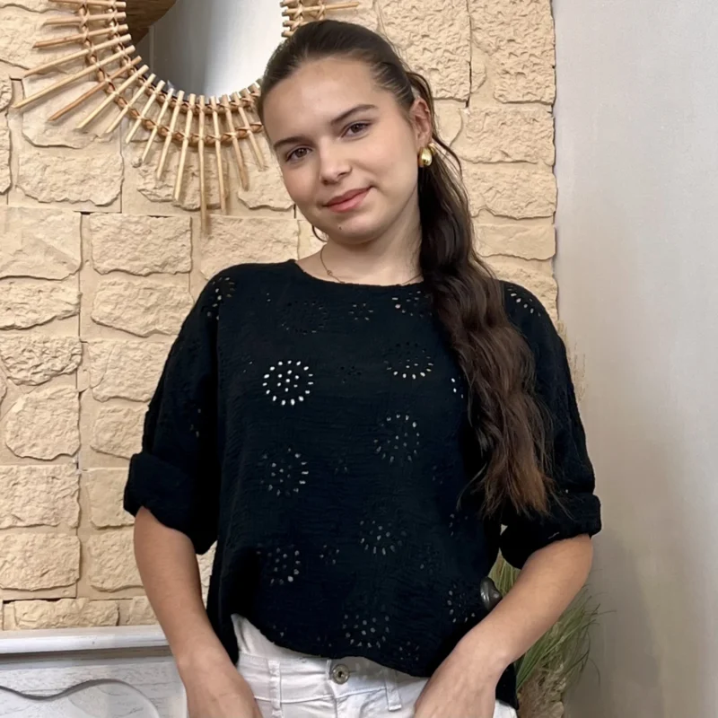 Blouse dos boutonné - noir - taille-unique