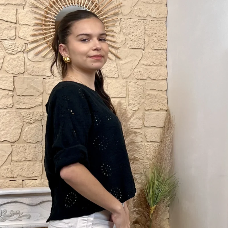 Blouse dos boutonné - noir - taille-unique