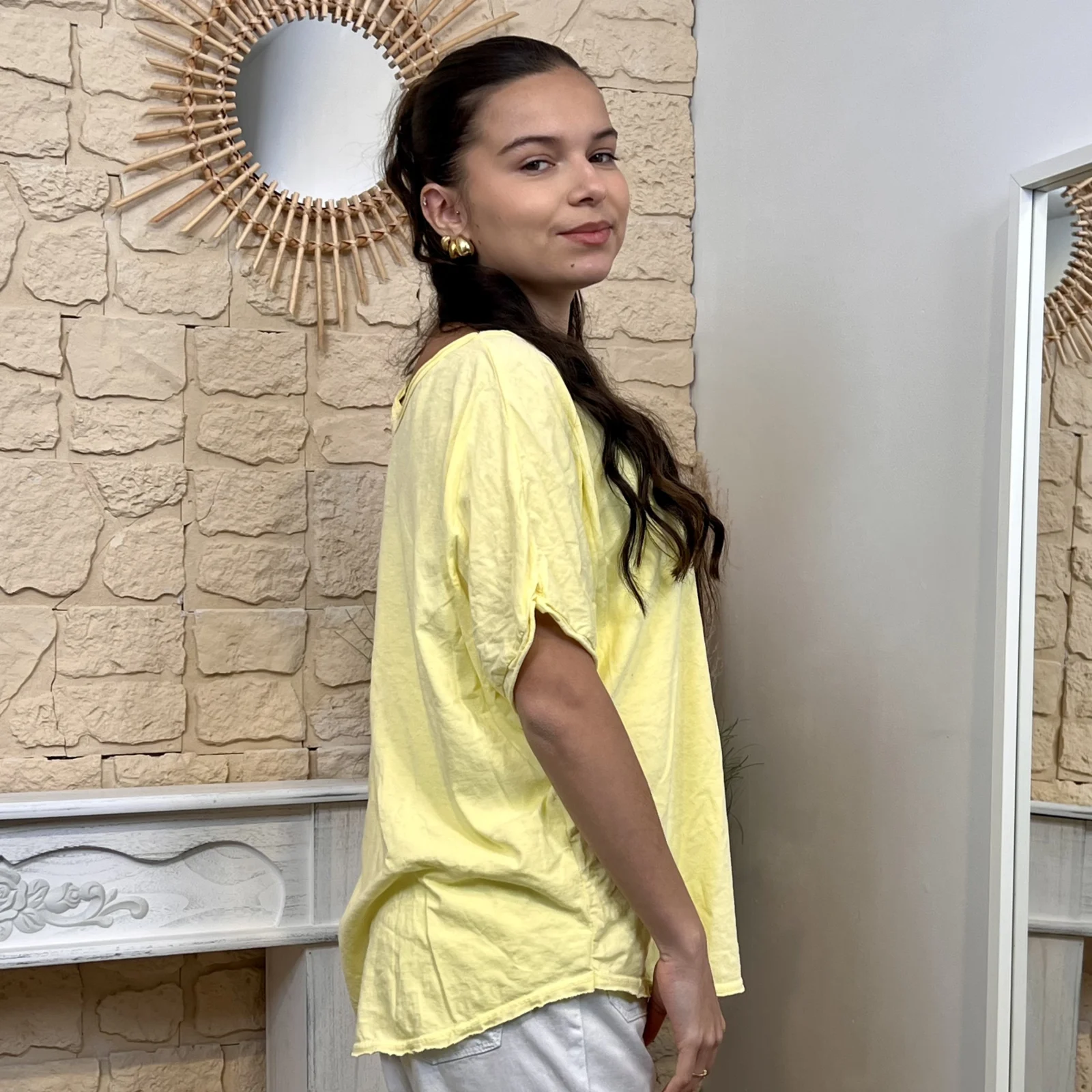 I572 - T-shirt étoile (TU) - jaune - taille-unique