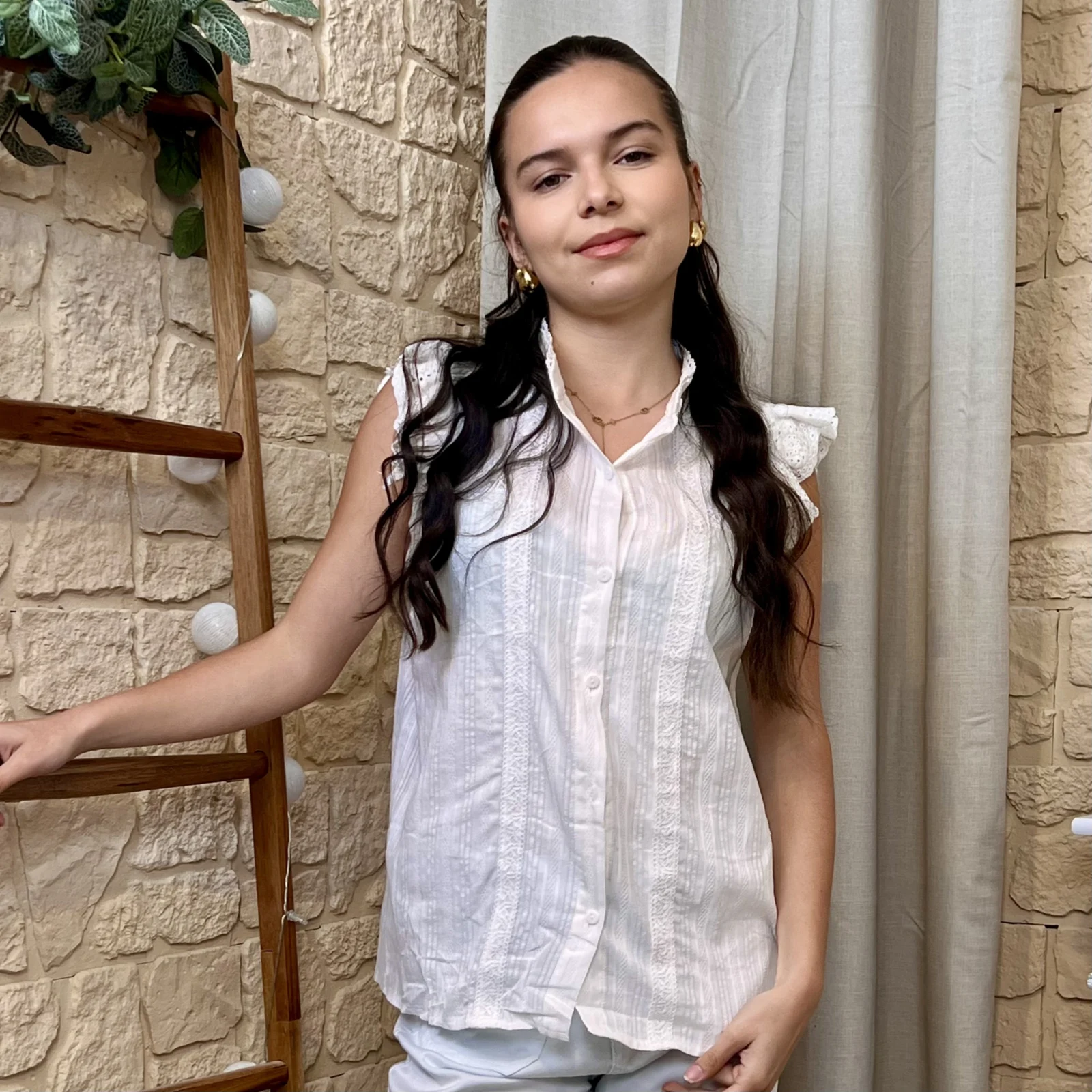 I554 - Chemise brodée (T36-T38) - blanc - 38