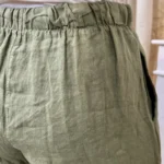Pantalon large en lin femme – Dentelle ajourée - kaki - taille-unique-grande-taille