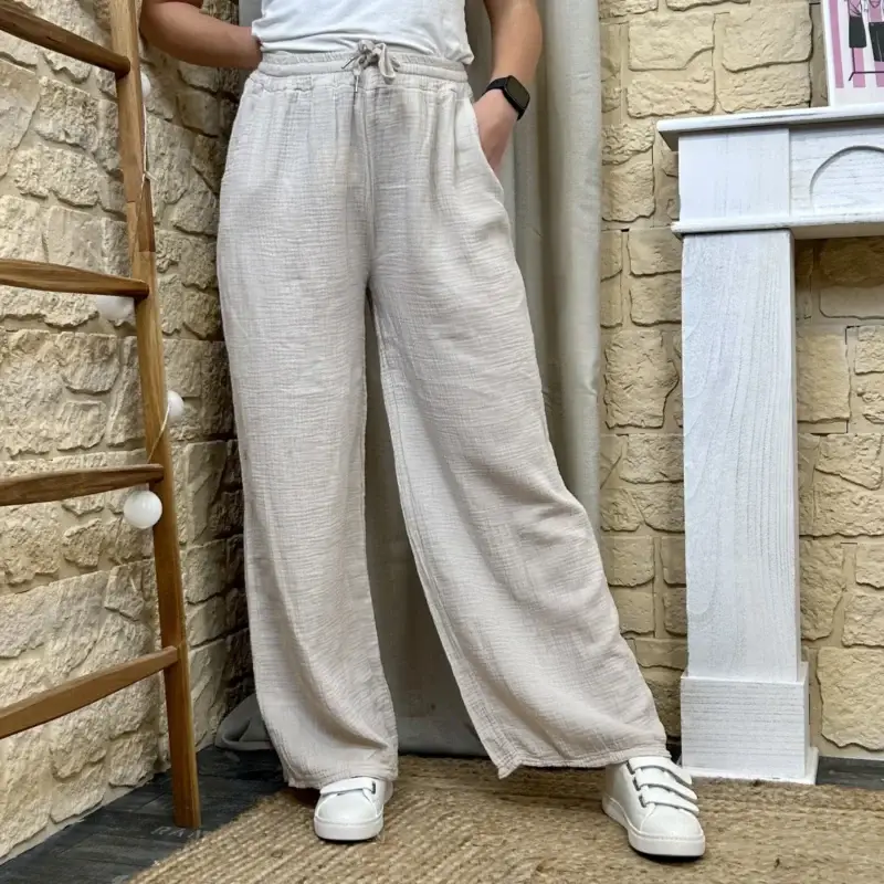 I565 - Pantalon Gaze de coton (TU) - beige - taille-unique