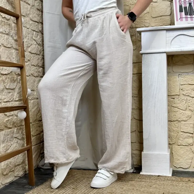I565 - Pantalon Gaze de coton (TU) - beige - taille-unique
