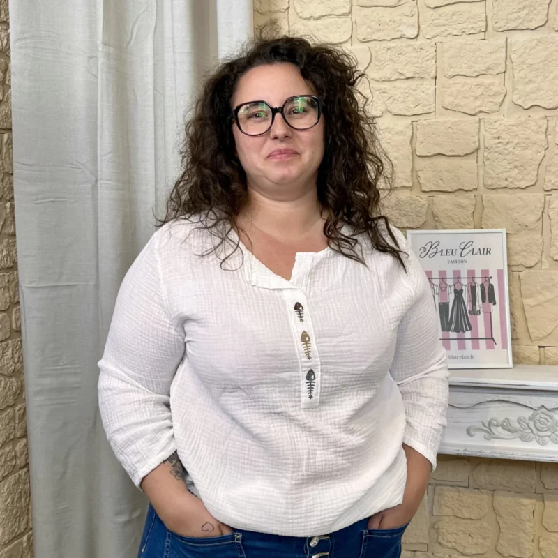 J649 - Chemisier Gaze de coton - blanc - taille-unique-grande-taille