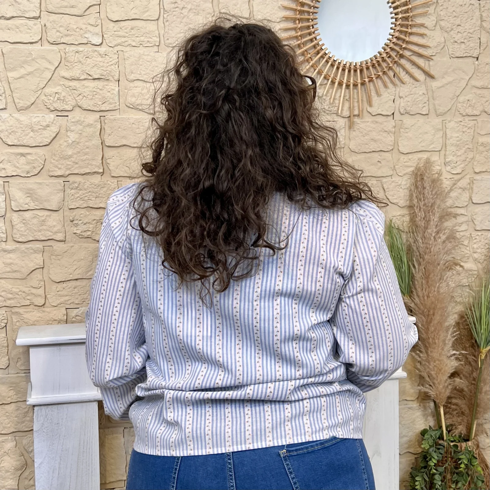 J645 - Chemise rayée - bleu-ciel - 48
